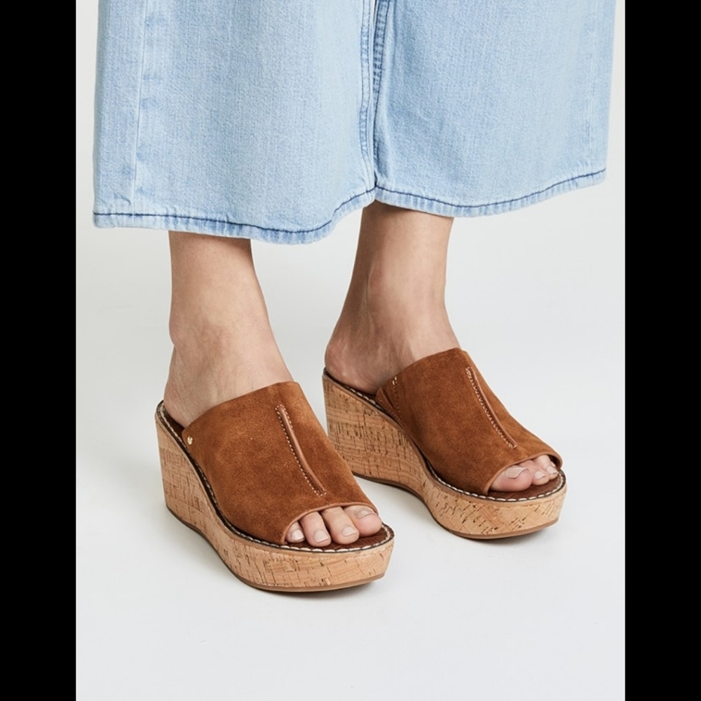 Sam Edelman Suede Ranger Cork Wedge Sandals Size 9